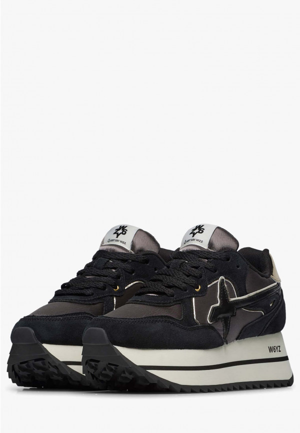 W6yz Sneakers in suede e tessuto tecnico Nero -DEVA W Vendita