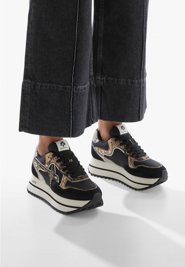 W6yz Sneakers in tessuto tecnico e suede Nero -DEVA W Promozione