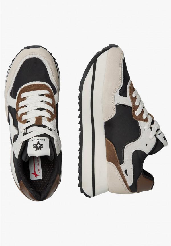 W6yz Sneakers in tessuto tecnico e suede Beige-Nero -DEVA W Spedizione Gratuita