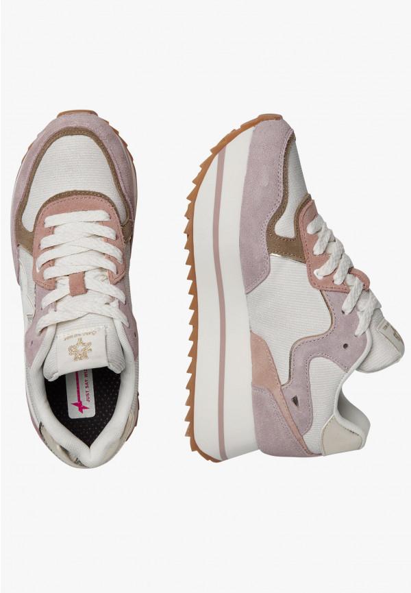 W6yz Sneakers in suede e tessuto tecnico Bianco-Rosa -DEVA W Pezzi Unici