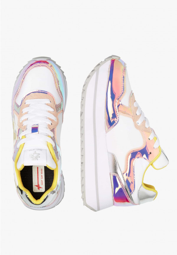 W6yz Sneakers in suede e tessuto tecnico Bianco-Rosa -DEVA W Soddisfazione Garantita