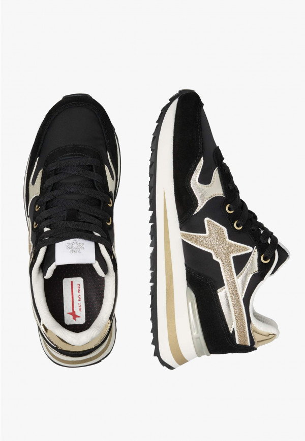 W6yz Sneakers in tessuto tecnico e suede Nero-Oro -YAK-W Negozi Online