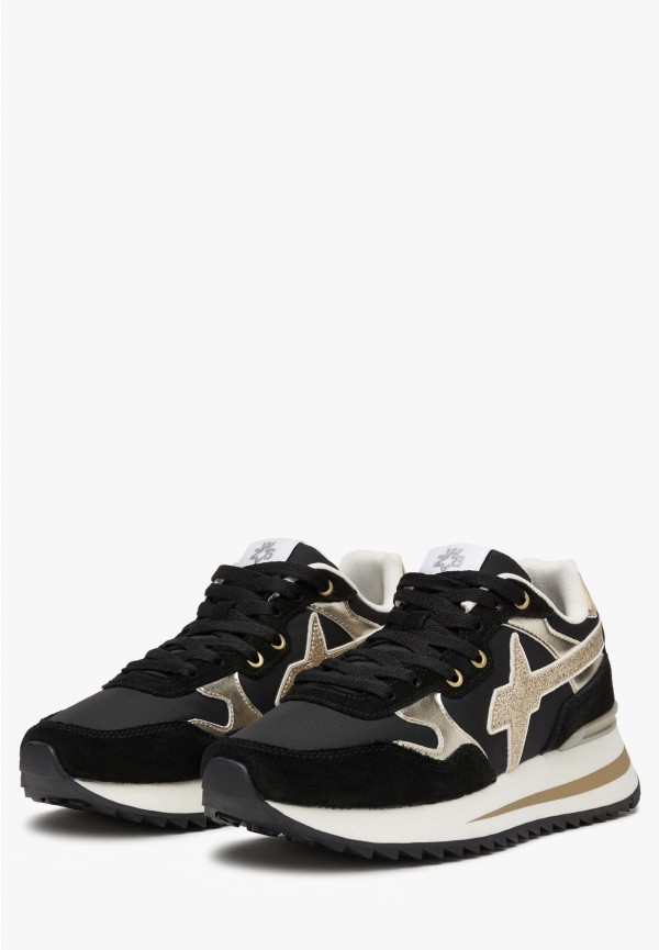 W6yz Sneakers in tessuto tecnico e suede Nero-Oro -YAK-W Negozi Online