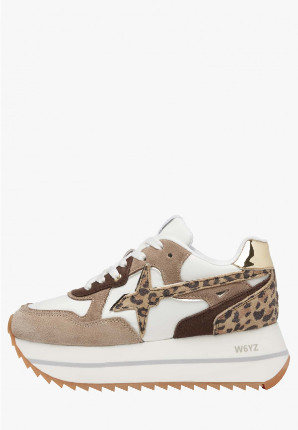 W6yz Sneakers in tessuto tecnico e suede Tortora -DEVA W