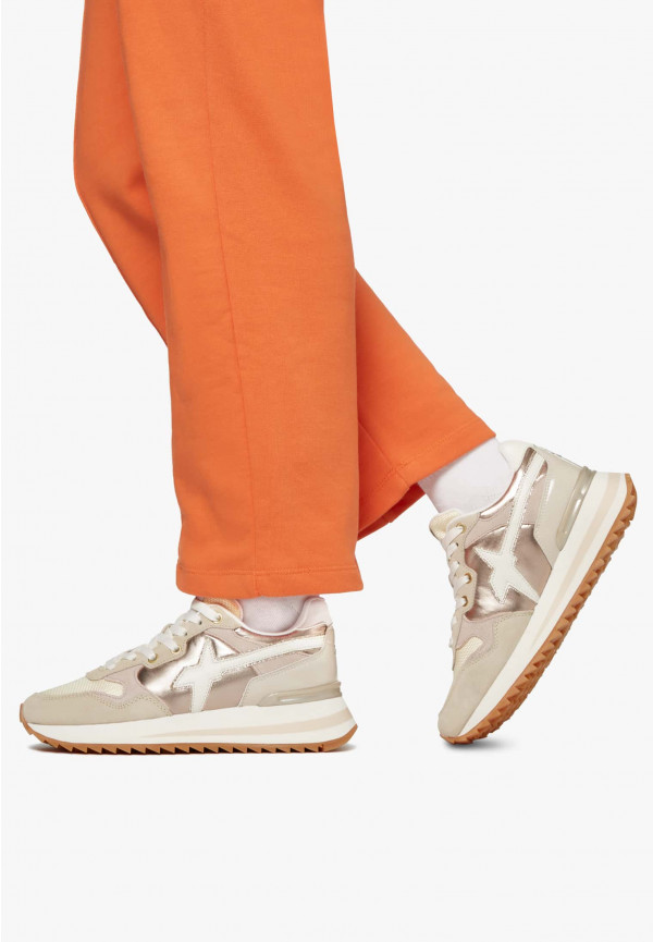 W6yz Sneakers in tessuto tecnico e suede Beige -YAK-W Consegna Veloce