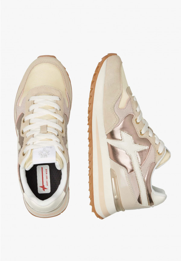 W6yz Sneakers in tessuto tecnico e suede Beige -YAK-W Consegna Veloce