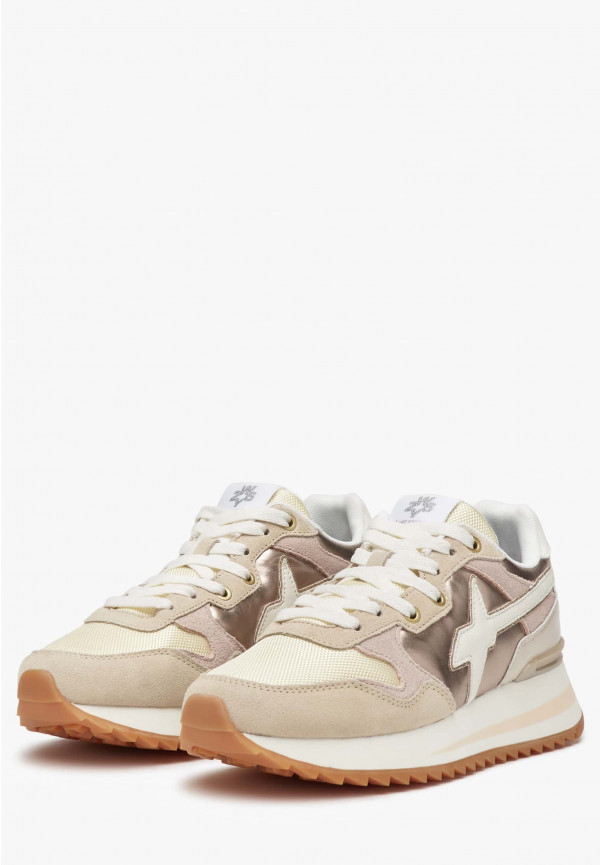 W6yz Sneakers in tessuto tecnico e suede Beige -YAK-W Consegna Veloce