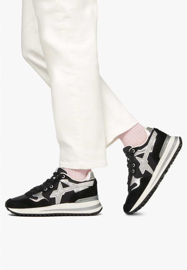 W6yz Sneakers in tessuto tecnico e suede Nero-Argento -YAK-W Promozione Limitata