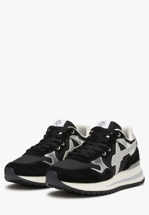 W6yz Sneakers in tessuto tecnico e suede Nero-Argento -YAK-W Promozione Limitata
