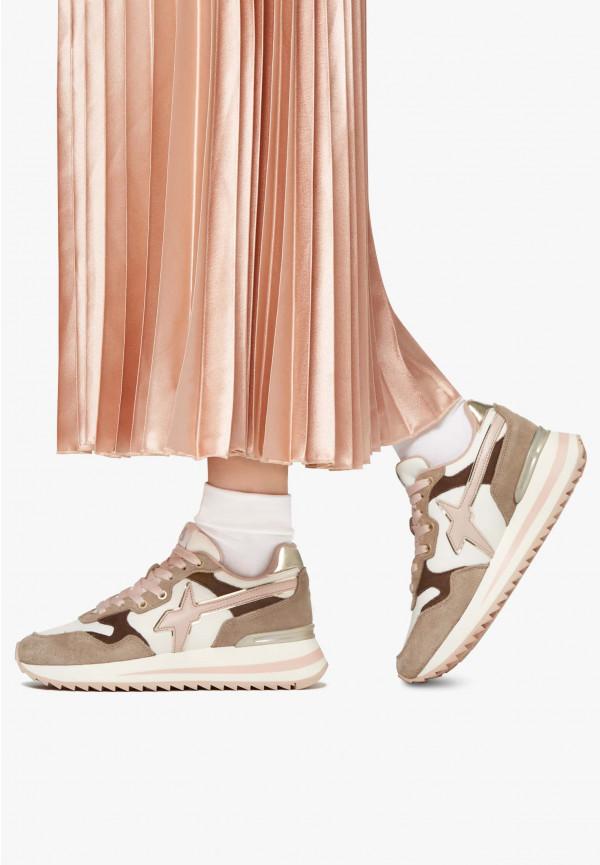 W6yz Sneakers in tessuto tecnico e suede Rosa-Beige -YAK-W Shopping Online