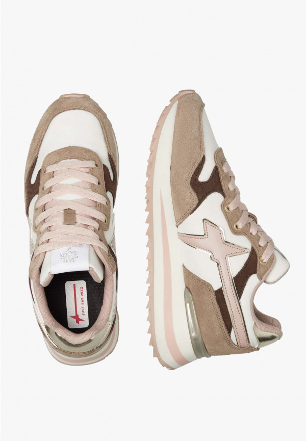 W6yz Sneakers in tessuto tecnico e suede Rosa-Beige -YAK-W Shopping Online