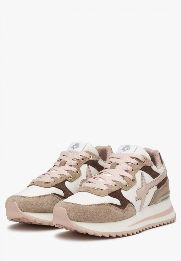 W6yz Sneakers in tessuto tecnico e suede Rosa-Beige -YAK-W Shopping Online