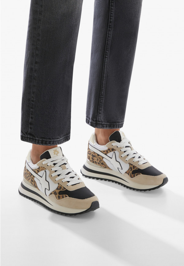 W6yz Sneakers in tessuto tecnico e suede Bianco-Grigio -YAK-W Sottocosto