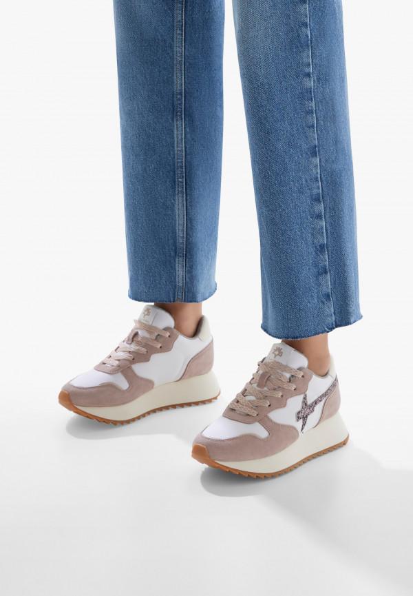 W6yz Sneakers in suede e tessuto tecnico Bianco-Rosa -JET-W Offerta