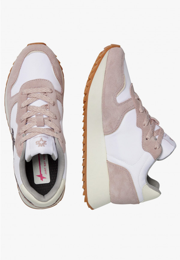W6yz Sneakers in suede e tessuto tecnico Bianco-Rosa -JET-W Offerta