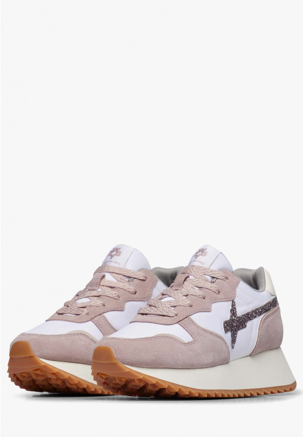 W6yz Sneakers in suede e tessuto tecnico Bianco-Rosa -JET-W Offerta