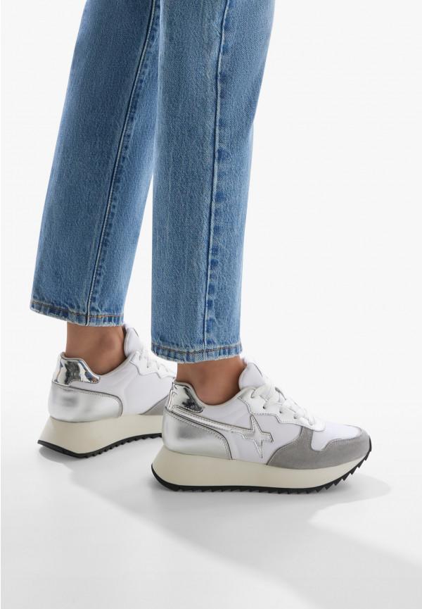W6yz Sneakers in suede e tessuto tecnico Bianco-Argento -JET-W Online