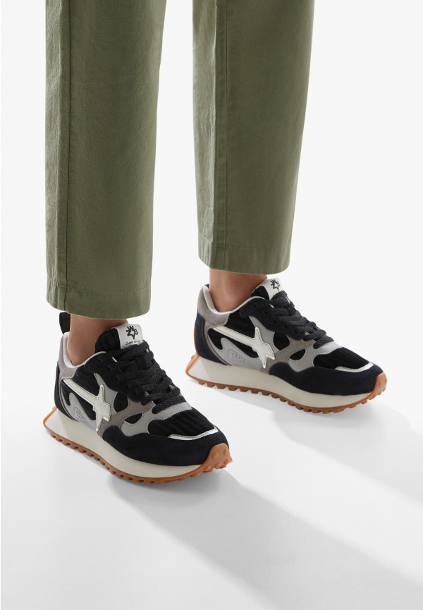 W6yz Sneakers in suede e tessuto tecnico Nero -LOOP-W Outlet