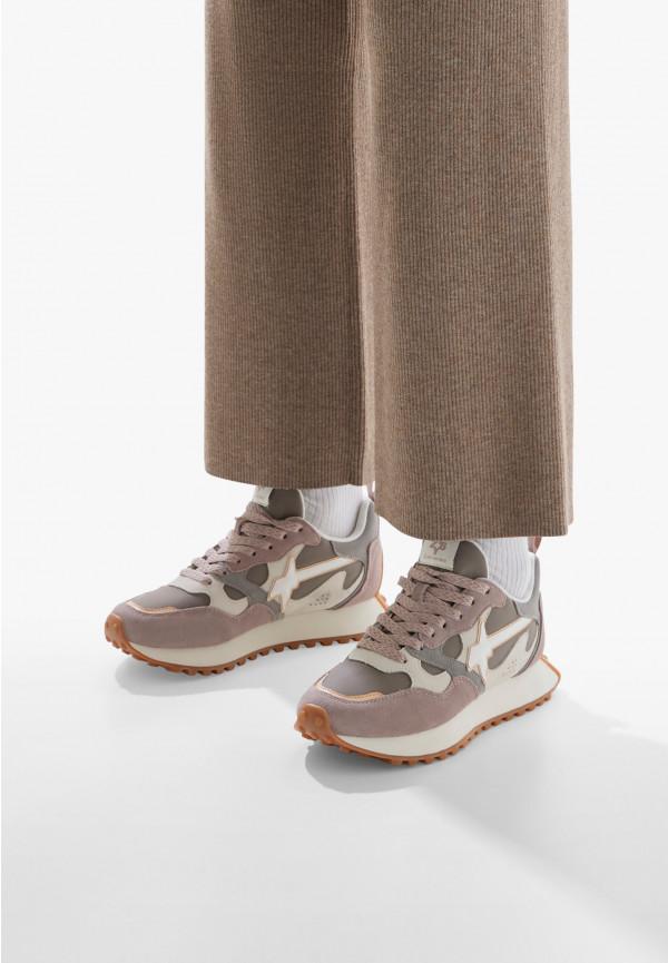 W6yz Sneakers in suede e tessuto tecnico Bianco-Grigio -LOOP-W Saldi