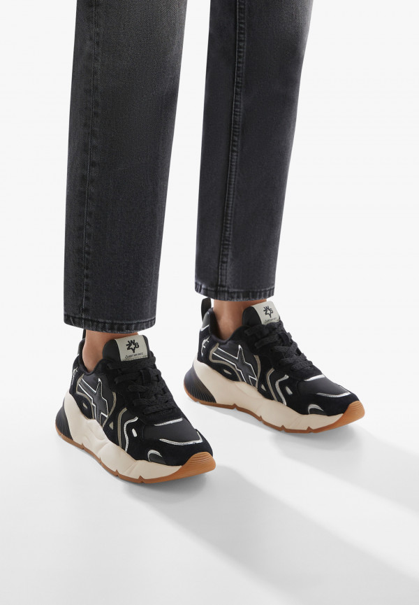 W6yz Sneakers in suede e tessuto tecnico Nero -SARAH-W Offerte