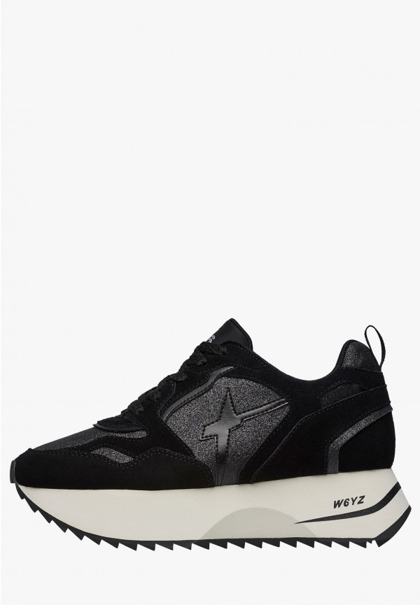 W6yz Sneakers in suede e tessuto tecnico con glitter Nero -ANNY 2 W