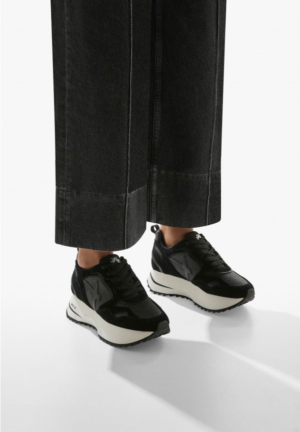 W6yz Sneakers in suede e tessuto tecnico con glitter Nero -ANNY 2 W I Più Venduti