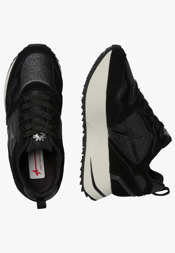 W6yz Sneakers in suede e tessuto tecnico con glitter Nero -ANNY 2 W I Più Venduti