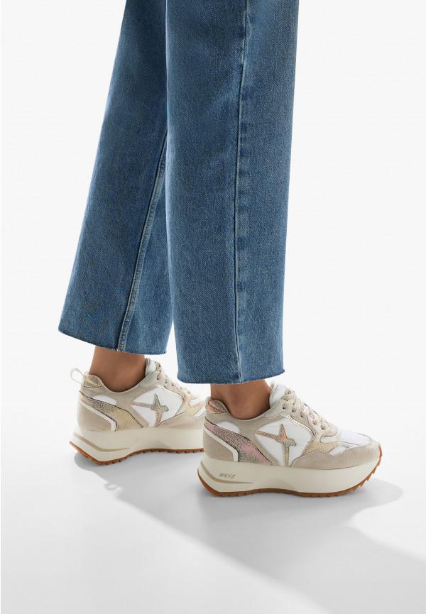 W6yz Sneakers in suede e tessuto tecnico Bianco-Beige -ANNY 2 W Negozio