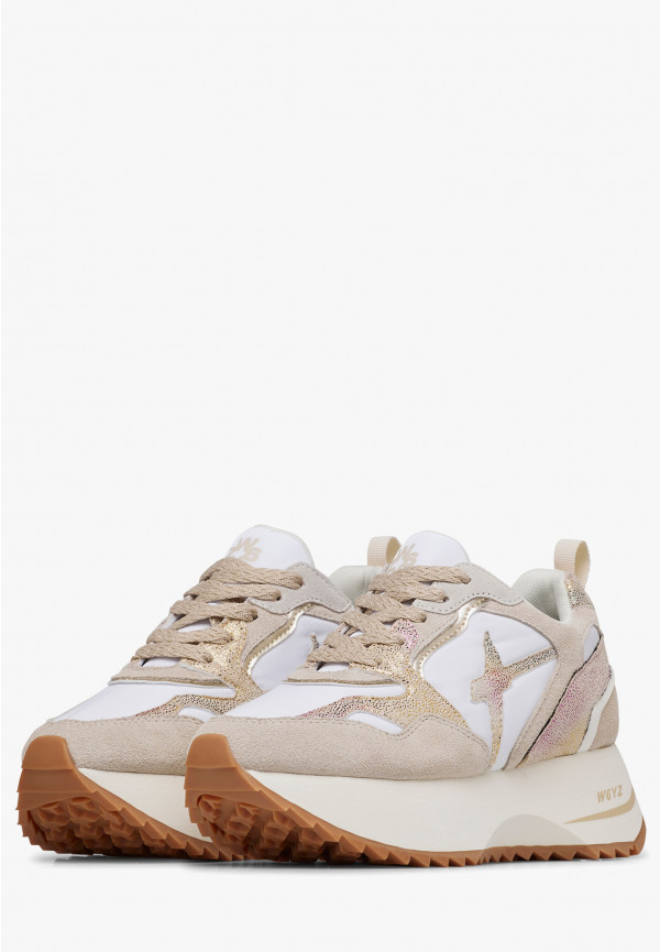 W6yz Sneakers in suede e tessuto tecnico Bianco-Beige -ANNY 2 W Negozio