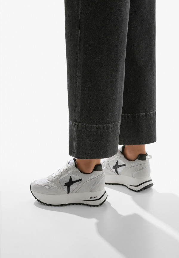 W6yz Sneakers in suede e tessuto tecnico con glitter Argento -ANNY 2 W In Saldo