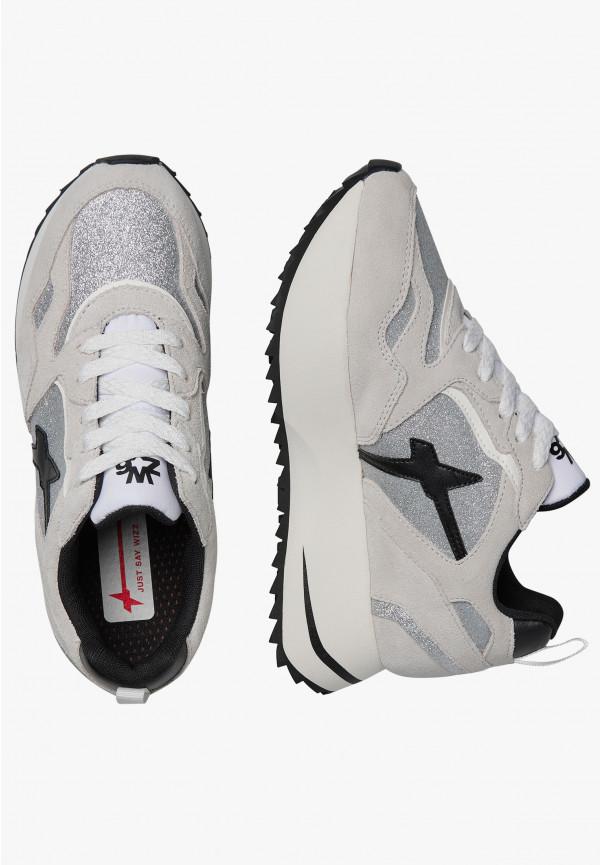 W6yz Sneakers in suede e tessuto tecnico con glitter Argento -ANNY 2 W In Saldo
