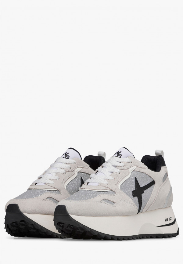 W6yz Sneakers in suede e tessuto tecnico con glitter Argento -ANNY 2 W In Saldo