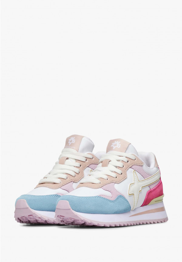 W6yz Sneakers in suede e tessuto tecnico Bianco-Rosa -YAK-J Italia