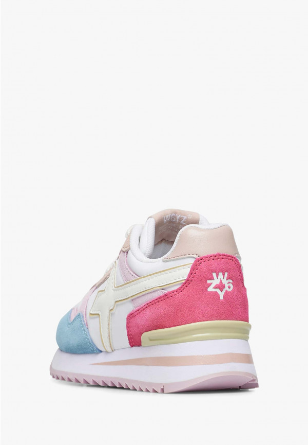 W6yz Sneakers in suede e tessuto tecnico Bianco-Rosa -YAK-J Italia