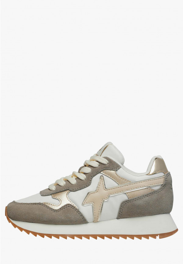 W6yz Sneakers in suede e tessuto tecnico Bianco-Marrone -YAK-J Qualità Garantita