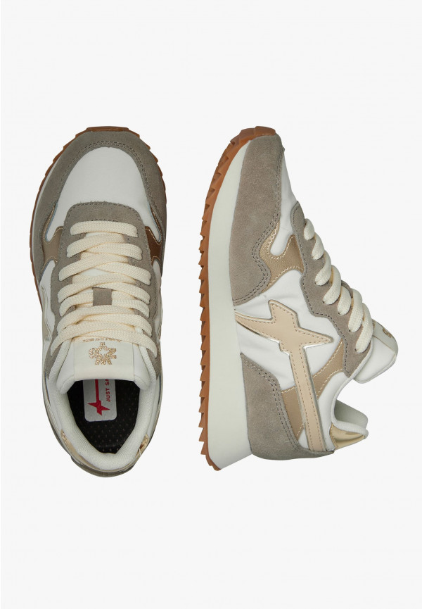 W6yz Sneakers in suede e tessuto tecnico Bianco-Marrone -YAK-J Qualità Garantita