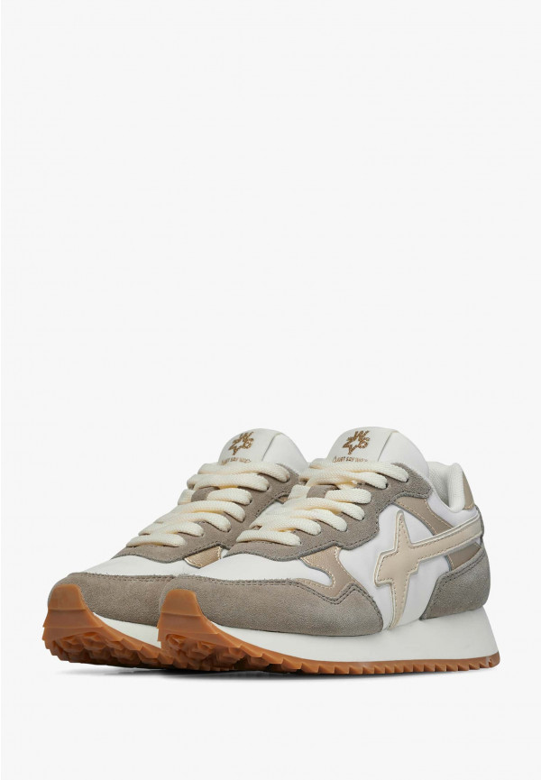 W6yz Sneakers in suede e tessuto tecnico Bianco-Marrone -YAK-J Qualità Garantita