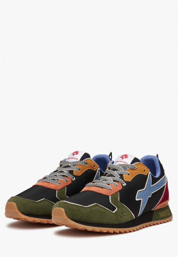 W6yz Sneakers in tessuto tecnico e suede Militare -JET-M Sottocosto