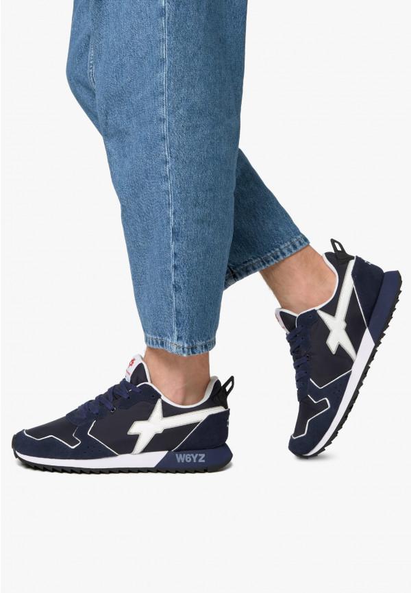 W6yz Sneakers in tessuto tecnico e suede Blu -JET-M Offerta