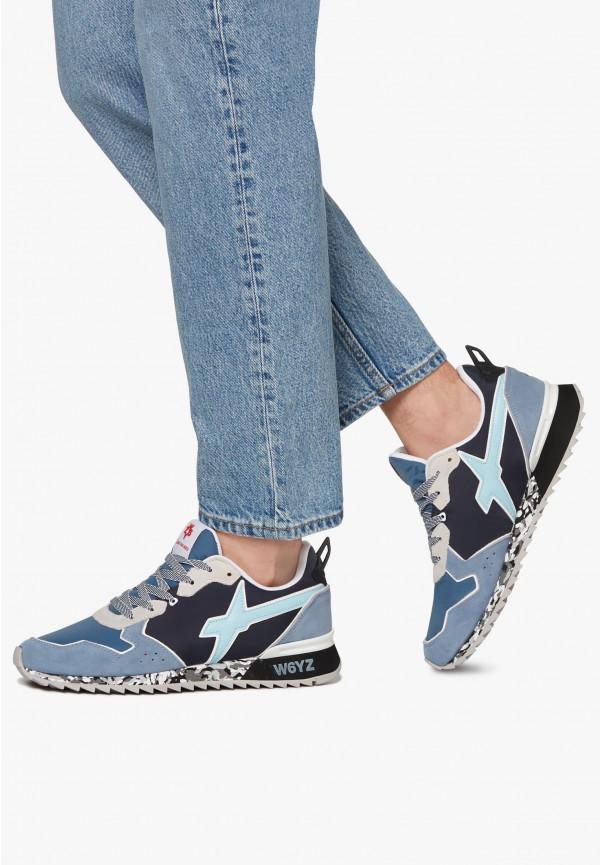 W6yz Sneakers in tessuto tecnico e suede Celeste -JET-M Vendita Calda