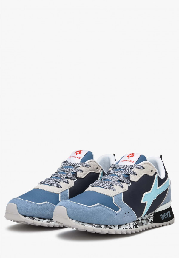 W6yz Sneakers in tessuto tecnico e suede Celeste -JET-M Vendita Calda