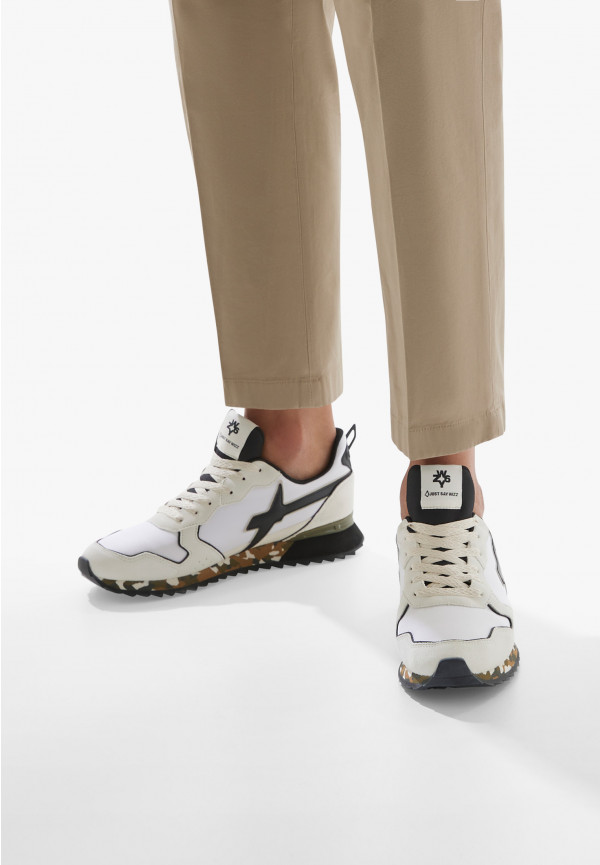 W6yz Sneakers in tessuto tecnico e suede Beige-Nero -JET-M Saldi Di Fabbrica