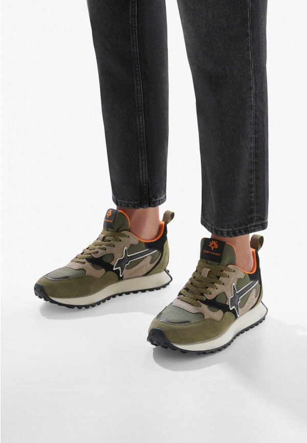 W6yz Sneakers in suede e tessuto tecnico Militare -LOOP-M Vendite Flash