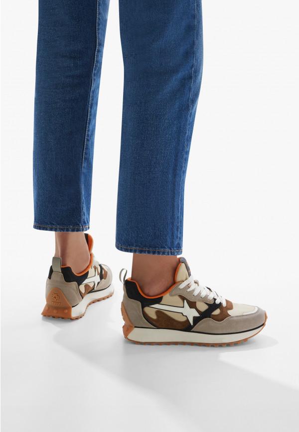 W6yz Sneakers in suede e tessuto tecnico Tortora -LOOP-M Negozio