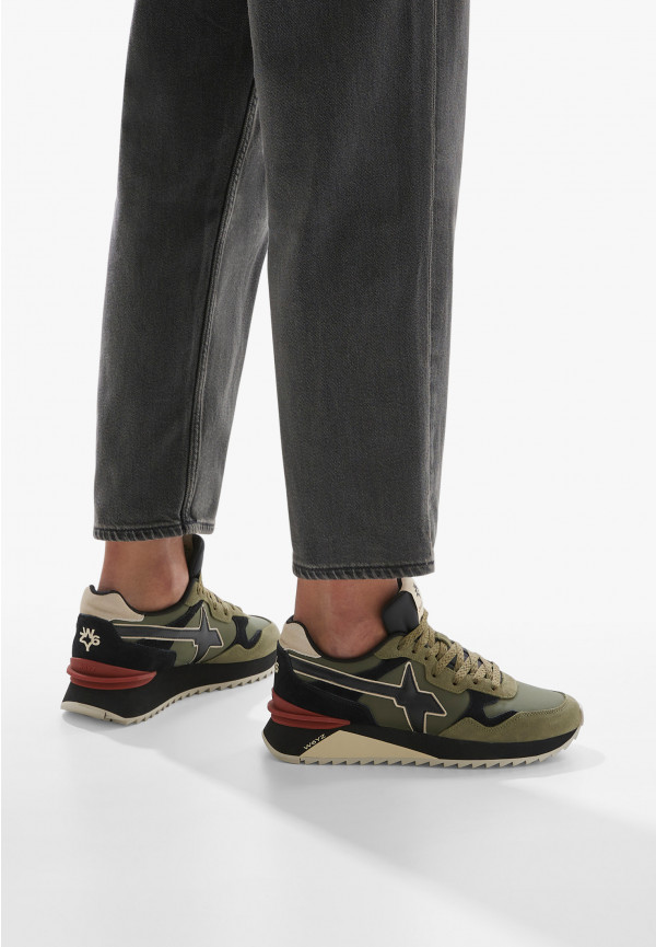 W6yz Sneakers in tessuto tecnico e suede Militare -YAK-M Nuova