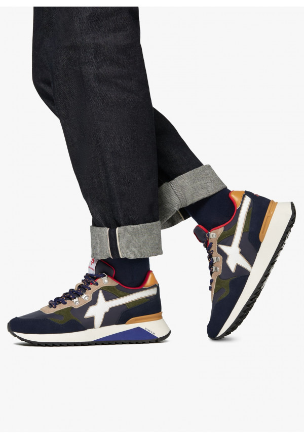 W6yz Sneakers in tessuto tecnico e suede Navy -YAK-M Promozione