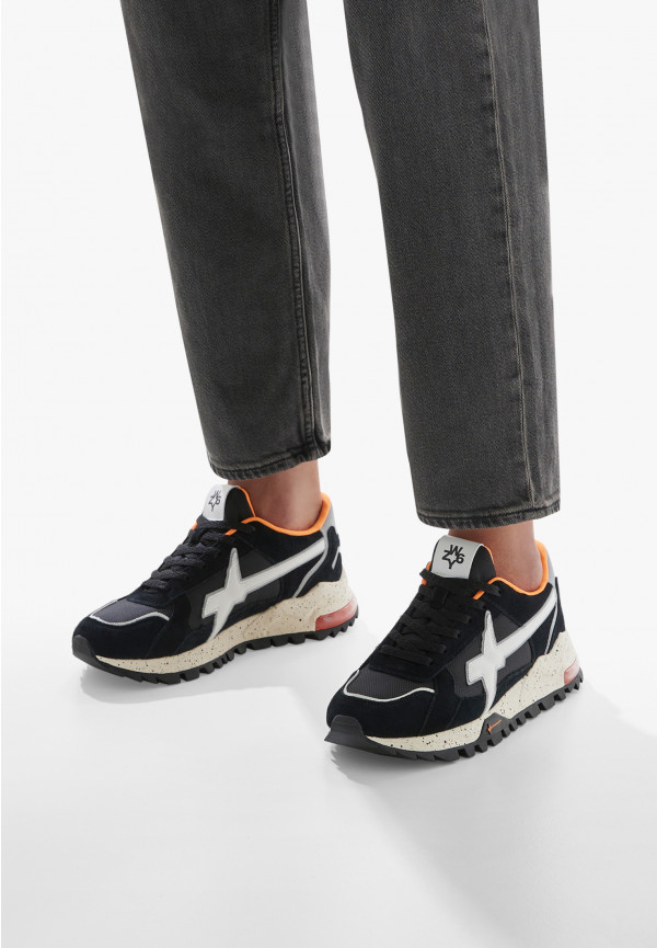 W6yz Sneakers in suede e tessuto tecnico Bianco-Nero -BREEZE 3-M Acquista Ora