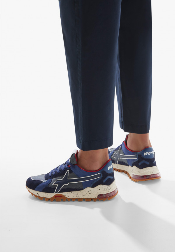 W6yz Sneakers in suede e tessuto tecnico Navy -BREEZE 3-M Consegna Veloce