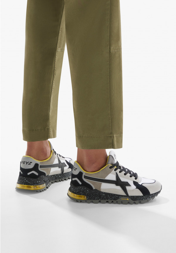 W6yz Sneakers in suede e tessuto tecnico Bianco-Grigio -BREEZE 3-M Promozione Limitata