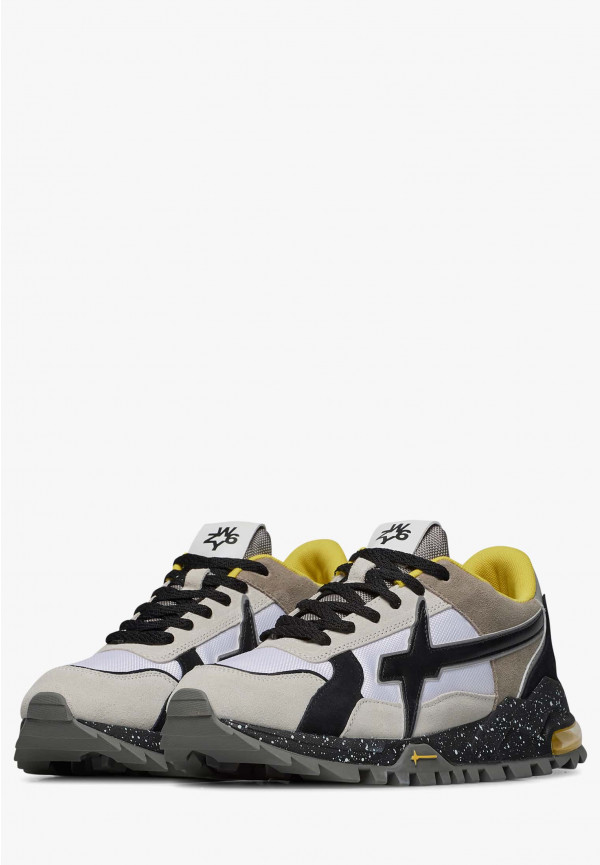 W6yz Sneakers in suede e tessuto tecnico Bianco-Grigio -BREEZE 3-M Promozione Limitata